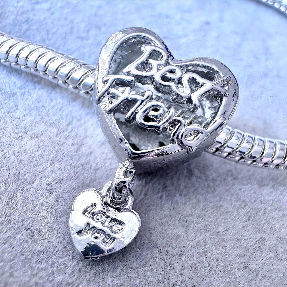 Best Friend Love‎ You Heart Dangle European Charm fits PANDORA